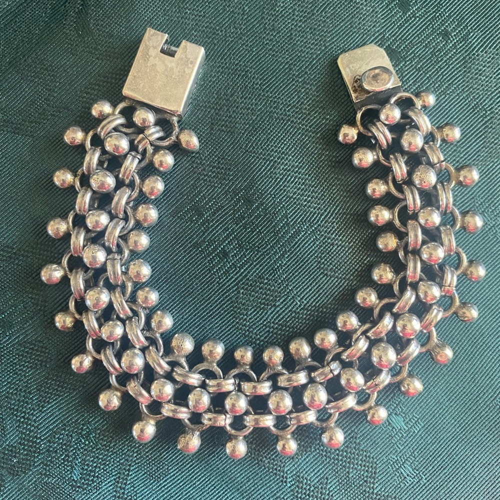 Vintage Taxco 925 Sterling Silver Gate Link Bracelet 92.2 grams